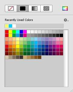 11 Fill/Stroke 패스의면색과선색을지정합니다. a 투명하게만듭니다. b 면색을칠합니다. c 그레이디언트색상을칠합니다. d 패턴을칠합니다. e Color Picker 대화상자가나타납니다. f Recently Used Colors : 최근사용한색상목록입니다.