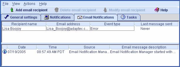 그림 7-11 Email Notifications 탭표시 3. 전자메일알림관리자를처음사용할경우 111 페이지의 "SMTP 서버설정입력 " 으로진행합니다.