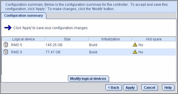 3. 마법사가열리면 Express configuration... 을선택한후 Next 를클릭합니다. 4. 표시되는정보를확인합니다. 주 동일한논리드라이브에 SAS 및 SATA 디스크드라이브를함께구성하지마십시오.