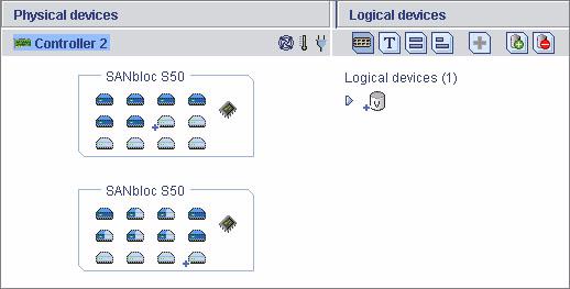 그림 4-15 Logical devices 보기 9. RAID 볼륨을영역분할하고포맷합니다. 자세한내용은 41페이지의 " 논리드라이브영역분할및포맷 " 을참조하십시오.