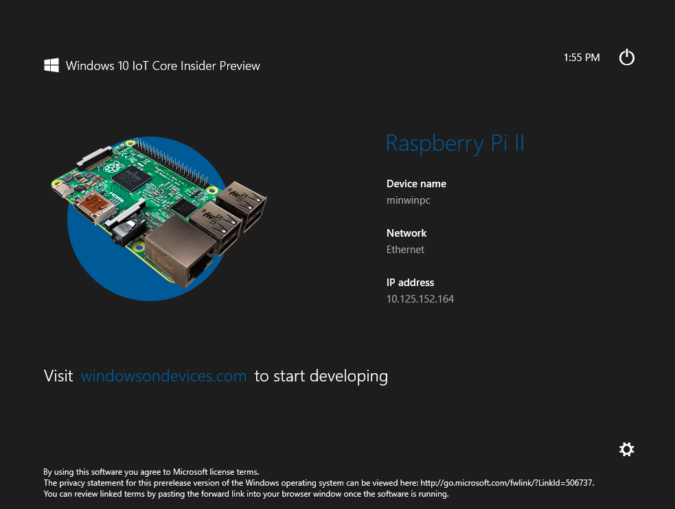 Windows IoT Core 이미지(flash.ffu) 가 있는 폴더로 이동하여 DISM 명령어를 사용해 이미지를 굽는(Flash) 작업을 한다.