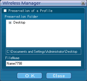 기타 연결 작업 (계속) Wireless Manager 종료 1 런처에서 [ ] 를 클릭합니다. 그러면 다음 창이 나타납니다. Close Wireless Manager? YES NO 프로젝터를 처음 연결하는 경우 <Preservation of a Profile> ( 프로필 보관 ) 창이 나타납니다. 연결된 프로젝터에 대한 정보로 프로필을 만듭니다.
