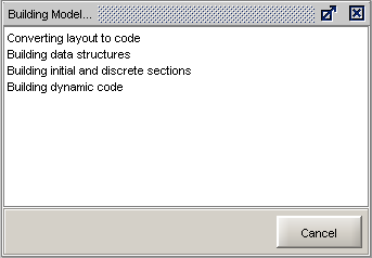 122 모델의 빌드와 실행 시뮬레이션 명령창 표시하기: 1. 모델링 모드가 아니면, 모델링 버튼을 클릭합니다. 2. 버튼 작업모음에서 시뮬레이션 제어 버튼을 클릭하고 명령창을 선택합니다. 명령창이 표 시됩니다. 그림 9-13에서 보여지듯이, 명령창은 스크롤하고 편집 가능한 텍스트 창입니다.