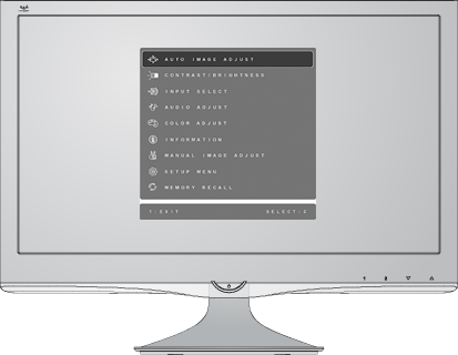 화면 이미지 조정하기 전면 제어 패널의 버튼을 사용하여 화면에 나타난 OSD 제어를 화면에 표시하고 조정합 니다. OSD 제어는 다음 페이지의 상단에 설명이 있고, 11 페이지의 "Main Menu ( 메인 메뉴 ) 제어 " 에 정의되어 있습니다.