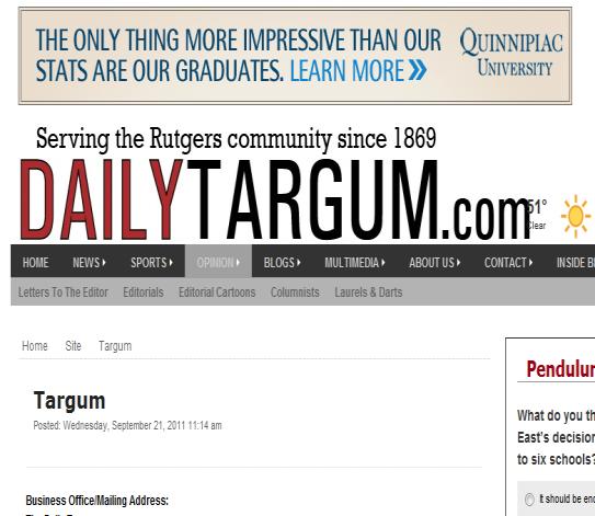 2-2. 미국대학신문을 통한 시야 넓히기 2011 Global Frontier NEWS Daily Targum newspaper www.dailytargum.