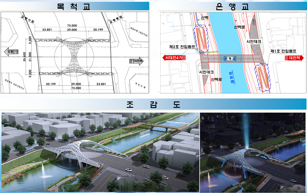 목척교주변 복원사업 계획평면도 그림