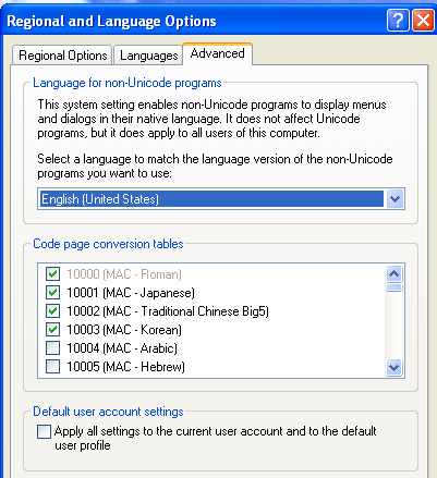 3. Click the Windows Setup tab. (95~2000) Click the Windows Language (XP) -> check install files for East Asian Language (XP) 4.