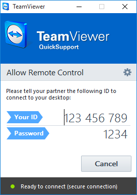11 TeamViewer 모듈 QuickSupport 메인 창 이 모듈을 사용해 들어오는 원격 제어 연결을 수락할 수 있지만, 스스로 나가는 연결을 수립할 수는 없습 니다. 일반적으로 이 모듈은 고객에게 제공됩니다.