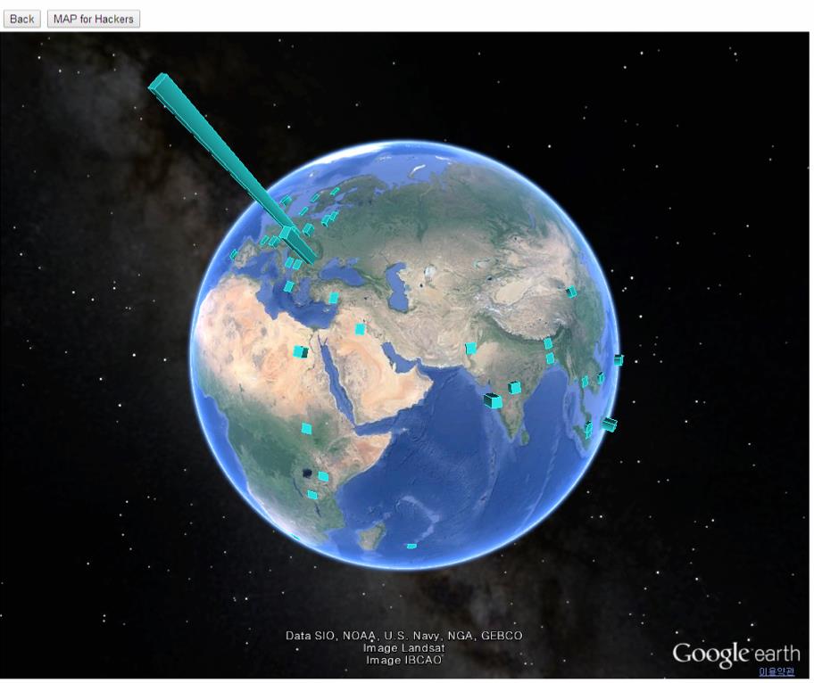 해커 네트워크 구성 및 시각화 해커의 지역 정보 /