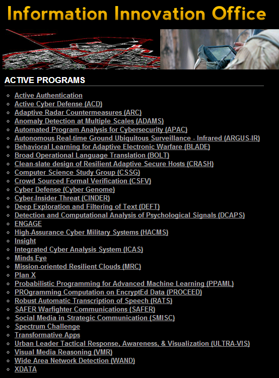 DARPA Information Innovation Office http://www.darpa.