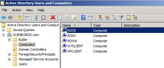 RDCB (Remote Desktop Connection Broker) 서버 설정 이 서버에 Windows 2008 R2 를 설치하고, W2K8R2RDS.com 도메인에 멤버로써 죠인시킨다.