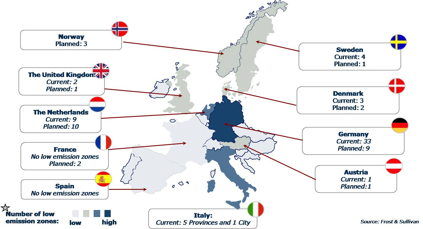 2011 산업융합 로드맵 보고서 (미래형 융합 자동차 분야) <그림 6-3> 유럽전역에 걸친 Low Emission Zone의 확산 유럽 각국의 중앙/지방 정부는 정책적으로 대중교통수단과 카쉐어링간 파트너쉽 구축을 추진중 파트너쉽 구축을 통해 여행경비 절감, 교통수단의 다양성 확보, 교통수단간의 연계성 및 연결성 증가 파트너쉽 구축은 카쉐어링 사업 확장에