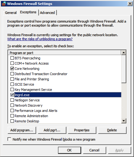 9. tekla.exe에서도 예외를 허용할 경우 3~7단계를 반복하십시오. 10. 확인을 눌러 변경 사항을 확인합니다. 3.2 lmgrd.exe 및 tekla.exe의 경우 방화벽 예외 허용: Windows 7, 8, 8.1, 10 및 Windows Server 2012 라이선스 트래픽을 위해 응용 프로그램 tekla.exe와 lmgrd.