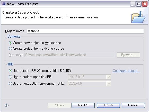 5.5 Eclipse에서 프로젝트 생성 (2/2) 프로젝트 이름을 지정 프로젝트 이름을 지정하고 프로젝트
