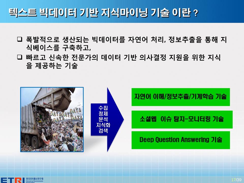 빠르고 신속한 전문가의 데이터 기반 의사결정 지원을 위한 지식 을 제공하는 기술 자연어