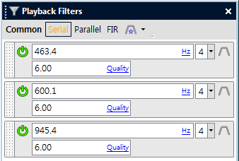 Playback Filter 1) 1) Filter 추가 LPF, HPF, HPF, BSP, Parametric LPF, Parametric HPF, Parametric BF, FIR 이 있으며, 주파수 영 역에서 적용되는 Filter 입니다.