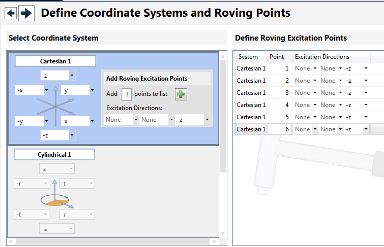 Define Coordinate Systems and Roving Points 응답 ( 가속도 센서 ) 가 고정 되어