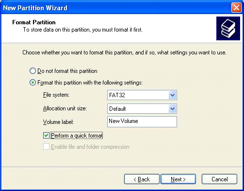 9 Set the file system as "NTFS" and select "Perform a quick format" and then click "Next".