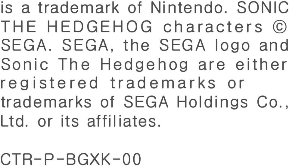 SEGA, the SEGA logo and Sonic The Hedgehog are either