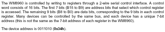 codec driver(wm8960) static struct wm8960_setup_data smdk_wm8960_setup = {.i2c_bus = 0,.i2c_address = 0x1a, }; sound/soc/s3c24xx/mango100_wm8960.