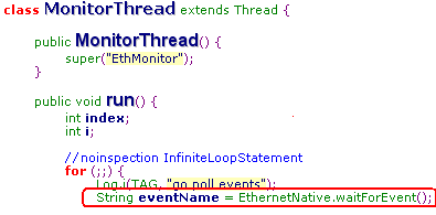 Ethernet Event 처리 쓰레드 생성 Tracker){ public EthernetService(Context context, EthernetStateTracker Log.