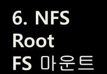 TFTP/NFS를 이용한 부팅 시나리오 Target RAM RAM Host 1.TFTP request NAND 부트 로더 4.커널분기 5. 분기 및 커널압축 해제 Linux 커널 2.