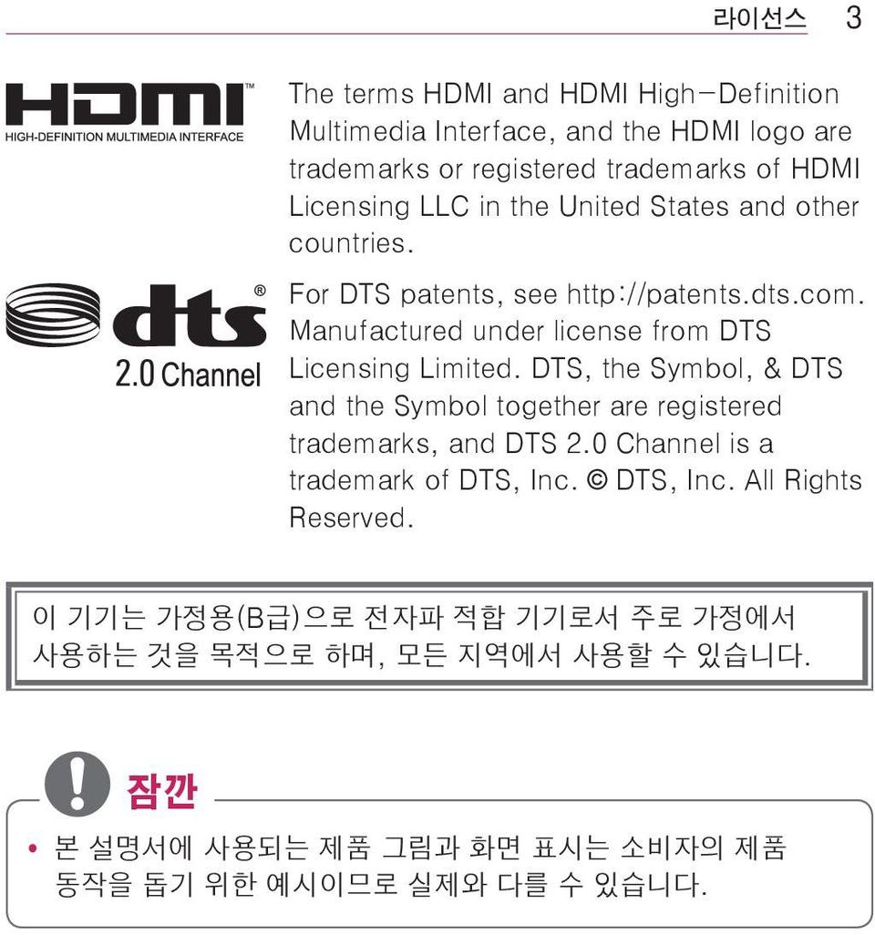DTS, the Symbol, & DTS and the Symbol together are registered trademarks, and DTS 2.0 Channel is a trademark of DTS, Inc. DTS, Inc. All Rights Reserved.