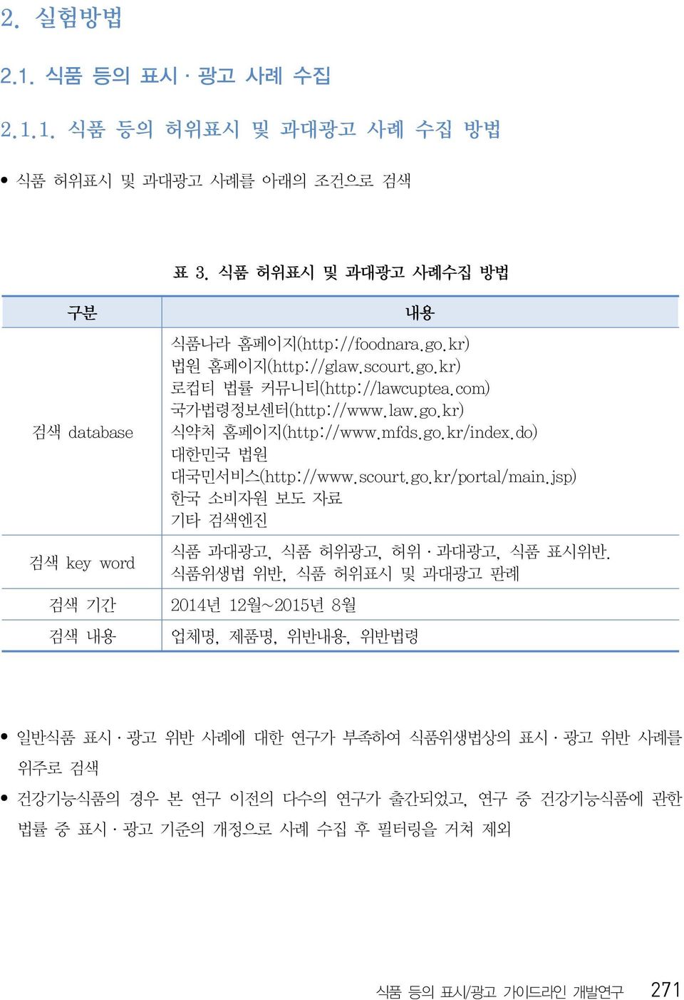 law.go.kr) 식약처 홈페이지(http://www.mfds.go.kr/index.do) 대한민국 법원 대국민서비스(http://www.scourt.go.kr/portal/main.jsp) 한국 소비자원 보도 자료 기타 검색엔진 식품 과대광고, 식품 허위광고, 허위 과대광고, 식품 표시위반.