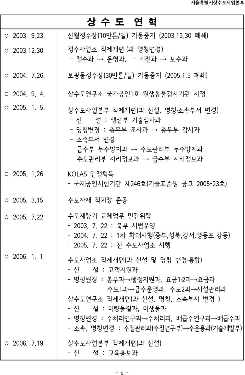 2005-23호) 수도자재 적치장 준공 수도계량기 교체업무 민간위탁 - 2003. 7.
