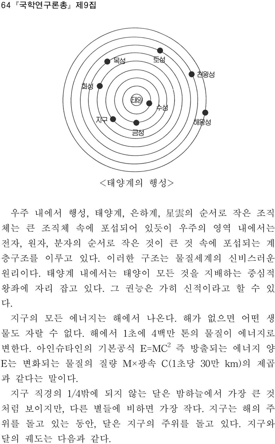 해가 없으면 어떤 생 물도 자랄 수 없다. 해에서 1초에 4백만 톤의 물질이 에너지로 변한다.