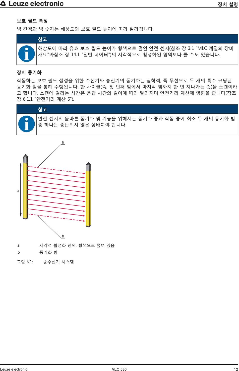 한 사이클(즉, 첫 번째 빔에서 마지막 빔까지 한 번 지나가는 것)을 스캔이라 고 합니다. 스캔에 걸리는 시간은 응답 시간의 길이에 따라 달라지며 안전거리 계산에 영향을 줍니다(참조 장 6.1.1 "안전거리 계산 S").