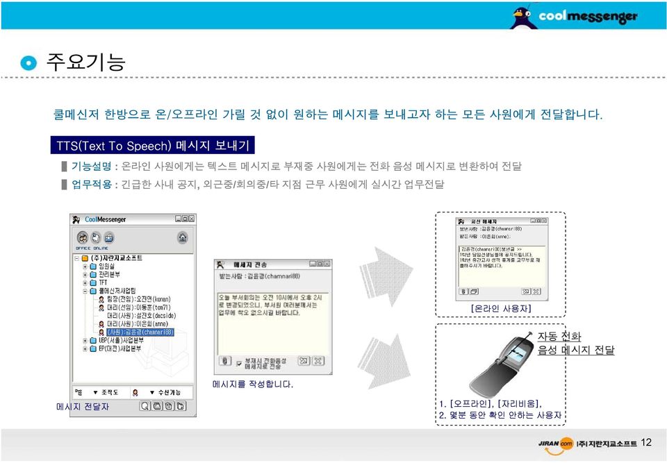 음성 메시지로 변환하여 전달 업무적용 : 긴급한사내공지, 외근중/회의중/타 지점 근무 사원에게 실시간 업무전달 [온라인