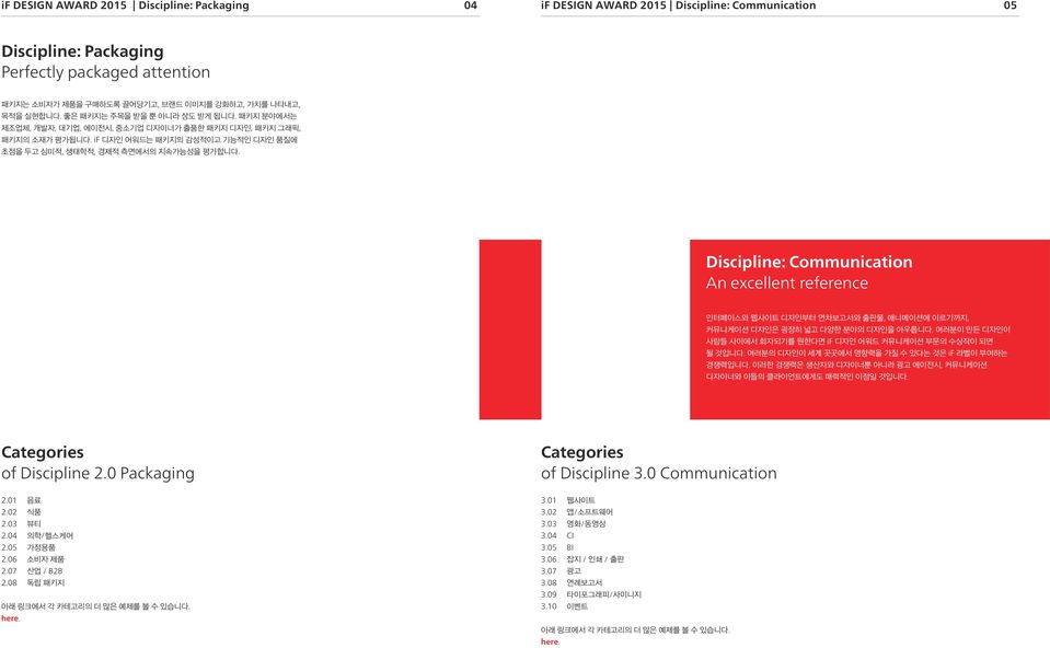 if. if.,. Categories of Discipline 2.0 Packaging Categories of Discipline 3.0 Communication 2.01 2.02 2.03 2.