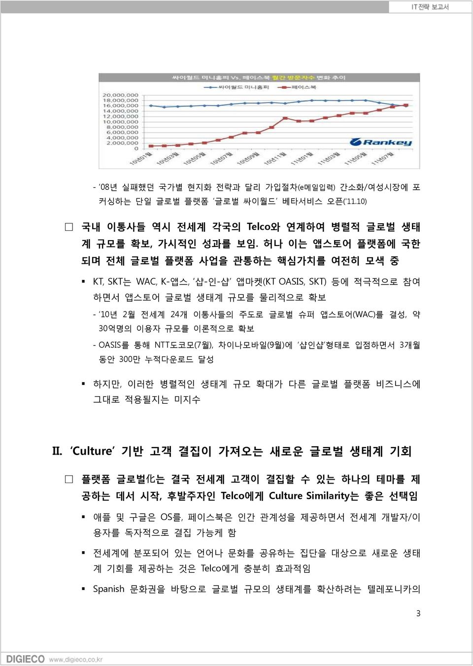 30억명의 이용자 규모를 이론적으로 확보 - OASIS를 통해 NTT도코모(7월), 차이나모바일(9월)에 샵인샵 형태로 입점하면서 3개월 동안 300만 누적다운로드 달성 하지만, 이러한 병렬적인 생태계 규모 확대가 다른 글로벌 플랫폼 비즈니스에 그대로 적용될지는 미지수 II.