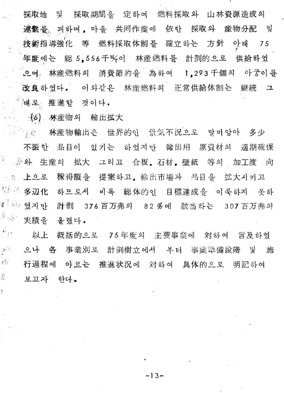 . 말마 암아 多 少 不 振 한 品 텀이 있기는 하였지만 輸 出 셈 原 資 材 의 適 期 感 t 果 tqin 와 生 塵 의 批 大 그리고 合 板. 石 材. 塵 紙 等 익 加 工 灌 힘 上 으로 擁 得 觸 을 提 案 하고.