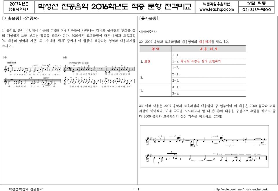 2009 음악과 교육과정의 내용영역의 내용체계를 적으시오. 영 역 내 용 체 계 1-1. 1. 표현 1-2. 악곡의 특징을 살려 표현하기 1-3. 2. 3. 2-1. 2-2. 3-1. 3-2. 33.