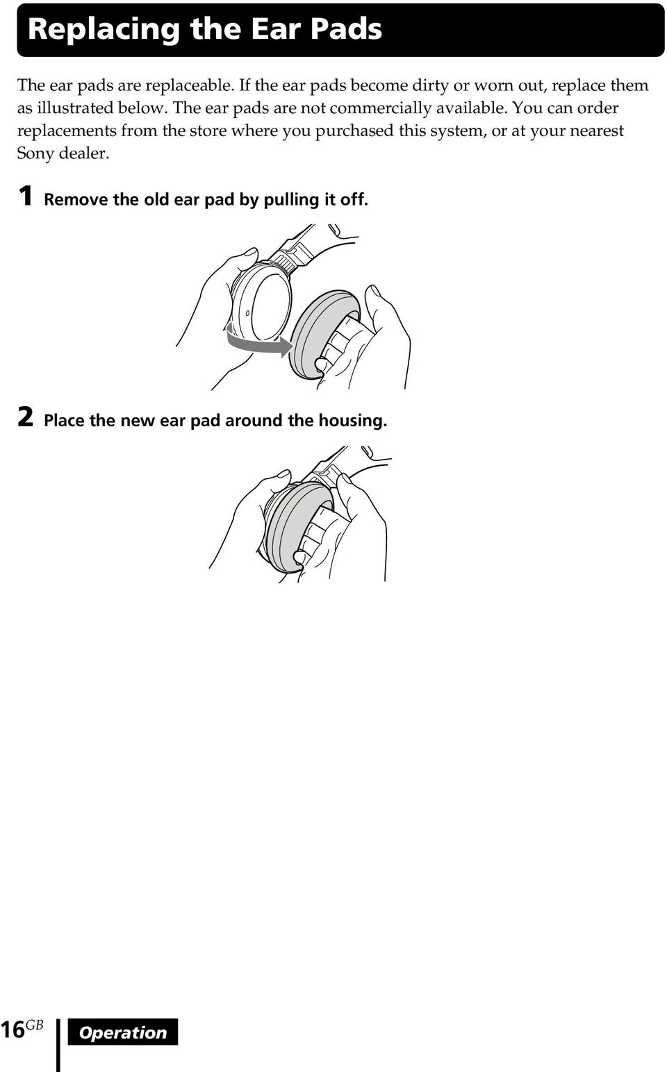 The ear pads are not commercially available.
