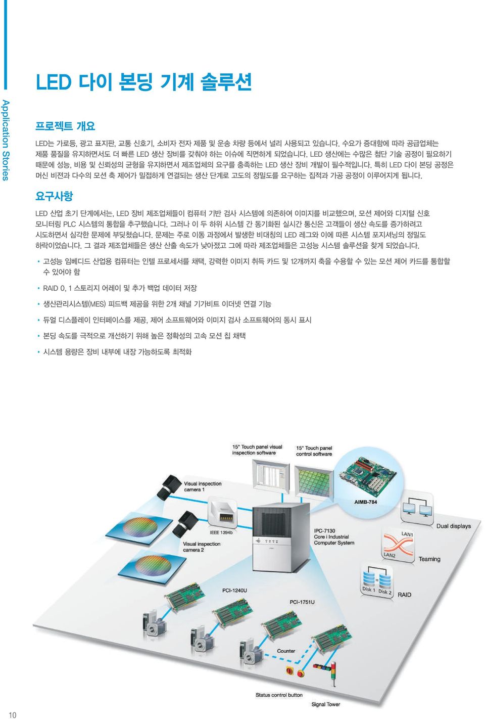 요구사항 LED 산업 초기 단계에서는, LED 장비 제조업체들이 컴퓨터 기반 검사 시스템에 의존하여 이미지를 비교했으며, 모션 제어와 디지털 신호 모니터링 PLC 시스템의 통합을 추구했습니다. 그러나 이 두 하위 시스템 간 동기화된 실시간 통신은 고객들이 생산 속도를 증가하려고 시도하면서 심각한 문제에 부딪쳤습니다.