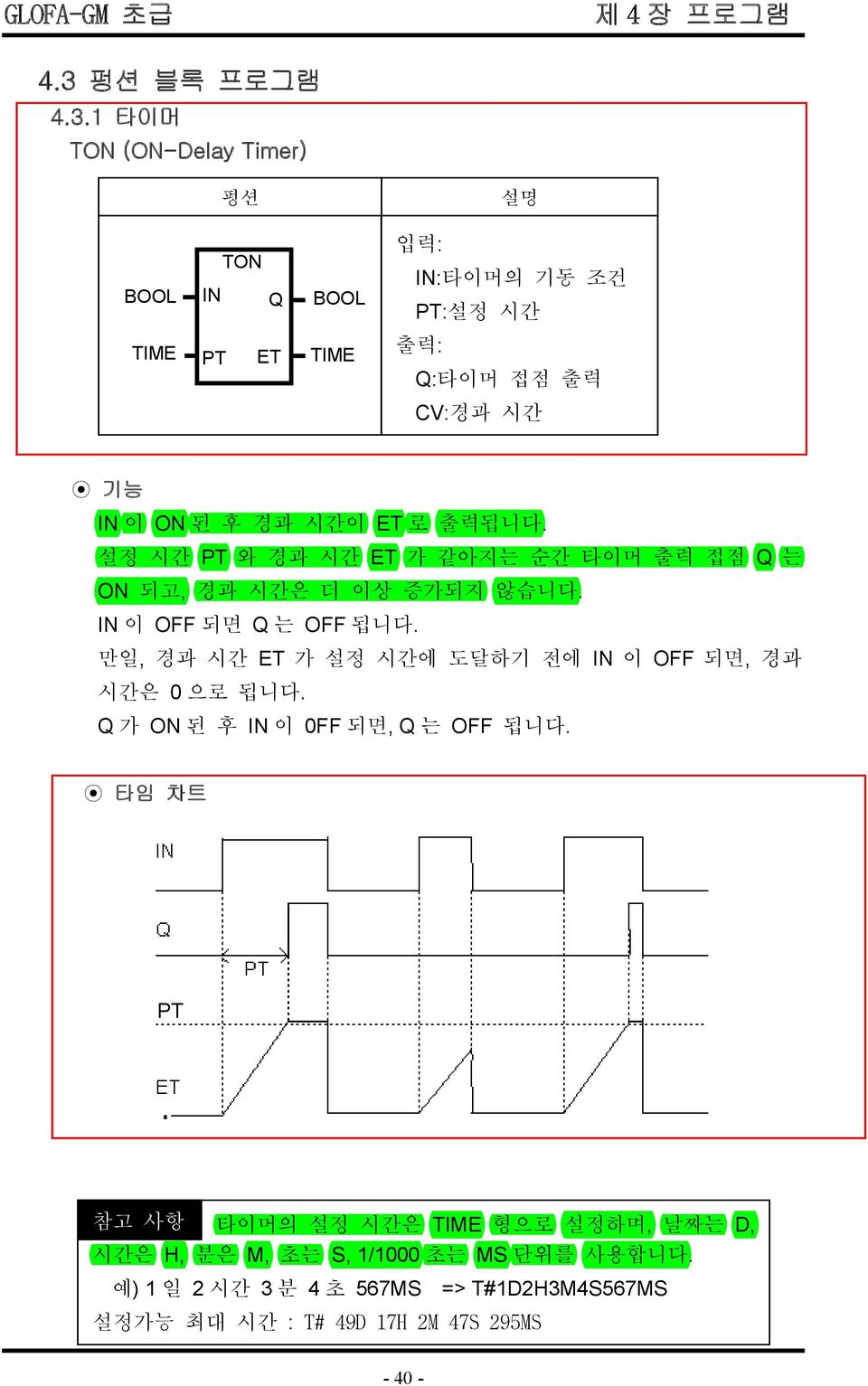 , ET IN OFF, 0. Q ON IN 0FF, Q OFF.