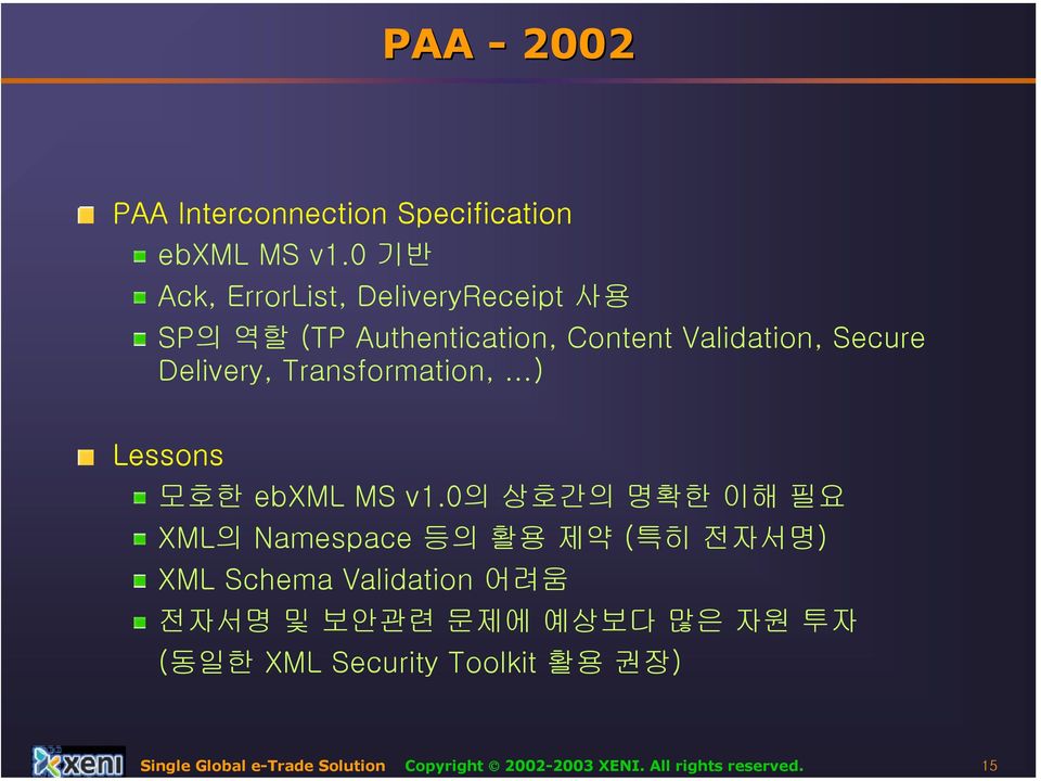 Transformation, ) Lessons 모호한 ebxml MS v1.