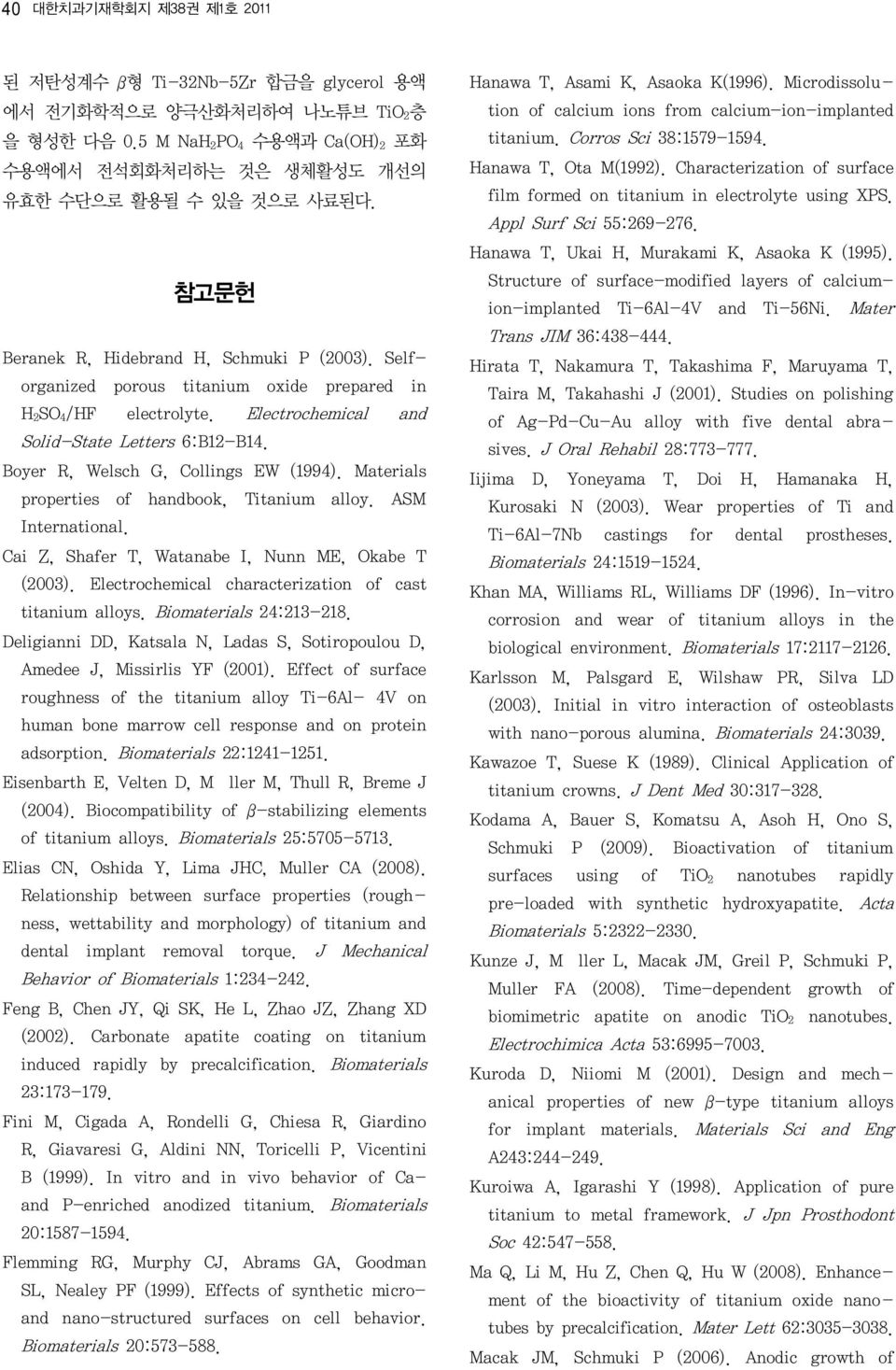 Boyer R, Welsch G, Collings EW (1994). Materials properties of handbook, Titanium alloy. ASM International. Cai Z, Shafer T, Watanabe I, Nunn ME, Okabe T (2003).