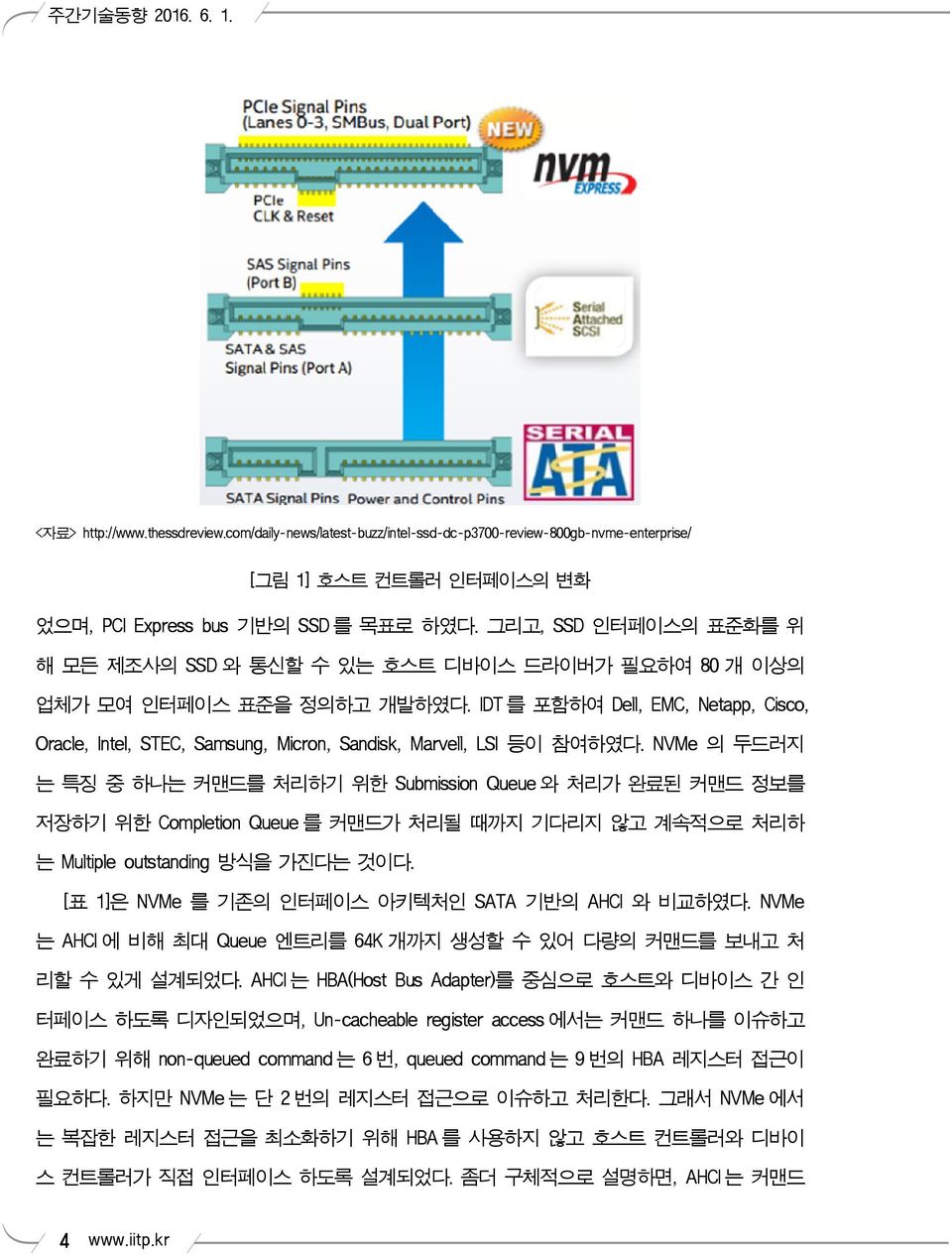 IDT 를 포함하여 Dell, EMC, Netapp, Cisco, Oracle, Intel, STEC, Samsung, Micron, Sandisk, Marvell, LSI 등이 참여하였다.