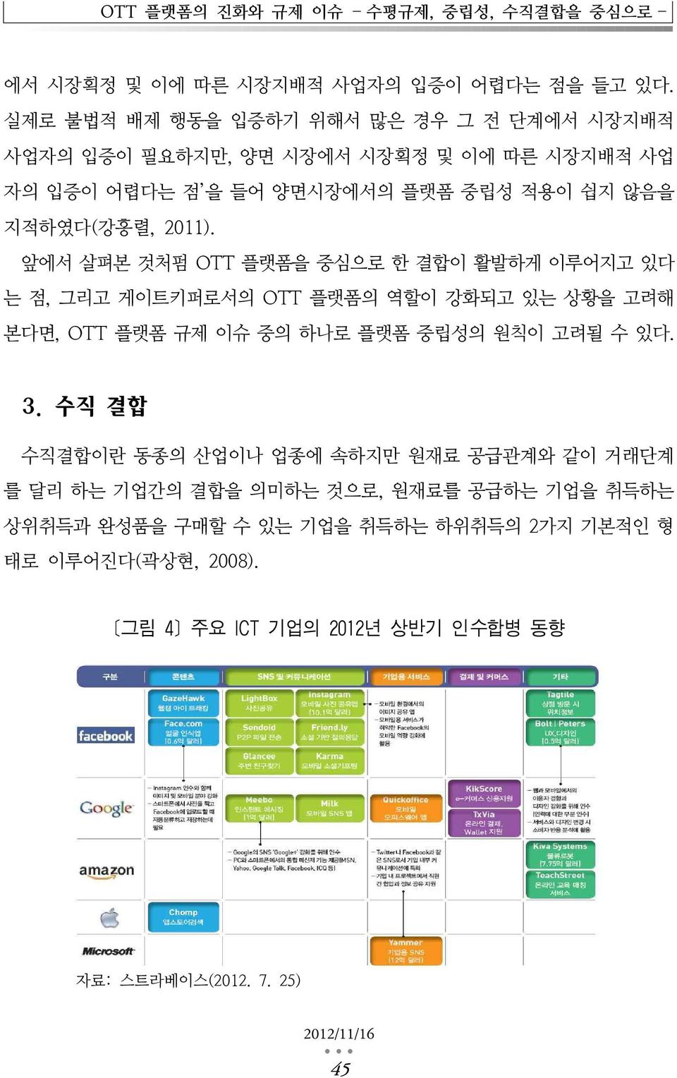 앞에서 살펴본 것처펌 OTT 플랫폼을 중심으로 한 결합이 활발하게 이루어지고 있다 는 점, 그리고 게이트키퍼로서의 OTT 플랫폼의 역할이 강화되고 있는 상황을 고려해 본다면, OTT 플랫폼 규제 이슈 중의 하나로 플랫폼 중립성의 원칙이 고려될 수 있다. 3.