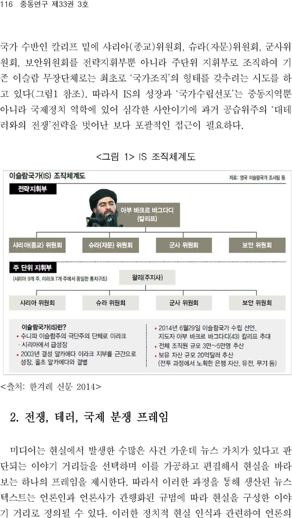 <그림 1> IS 조직체계도 <츨처: 한겨레 신문 2014> 2.