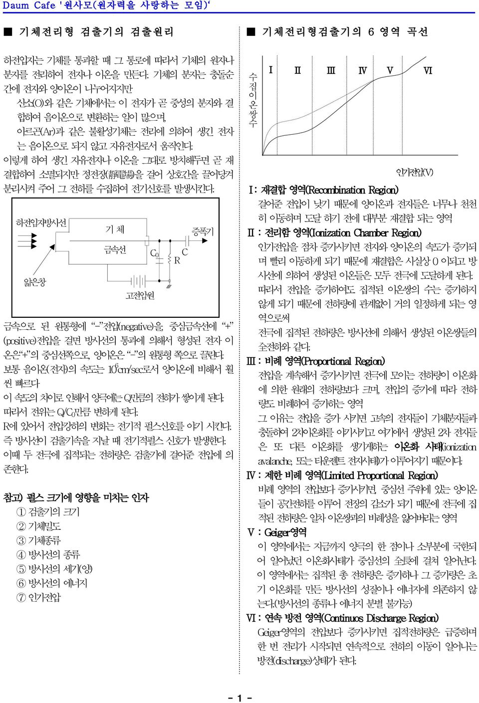 이렇게 하여 생긴 자유전자나 이온을 그대로 방치해두면 곧 재 결합하여 소멸되지만 정전장( 靜 電 場 )을 걸어 상호간을 끌어당겨 분리시켜 주어 그 전하를 수집하여 전기신호를 발생시킨다.