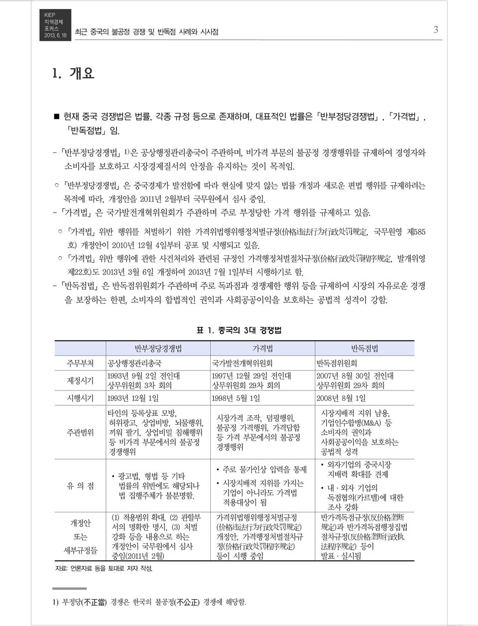 가격법 은 국가발전개혁위원회가 주관하며 주로 부정당한 가격 행위를 규제하고 있음 가격법 위반 행위를 처벌하기 위한 가격위법행위행정처벌규정 ( 价 格 违 法 行 为 行 政 处 罚 规 定, 국무원영 제585 호) 개정안이 2010 년 12월 4 일부터 공포 및 시행되고 있음.