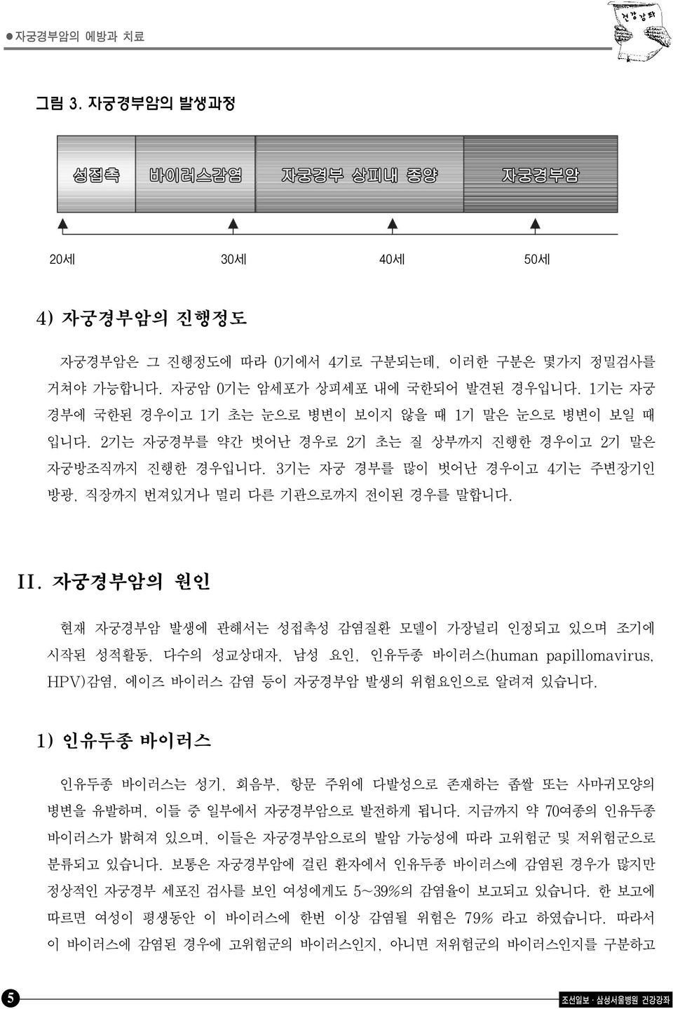 3기는 자궁 경부를 많이 벗어난 경우이고 4기는 주변장기인 방광, 직장까지 번져있거나 멀리 다른 기관으로까지 전이된 경우를 말합니다. II.