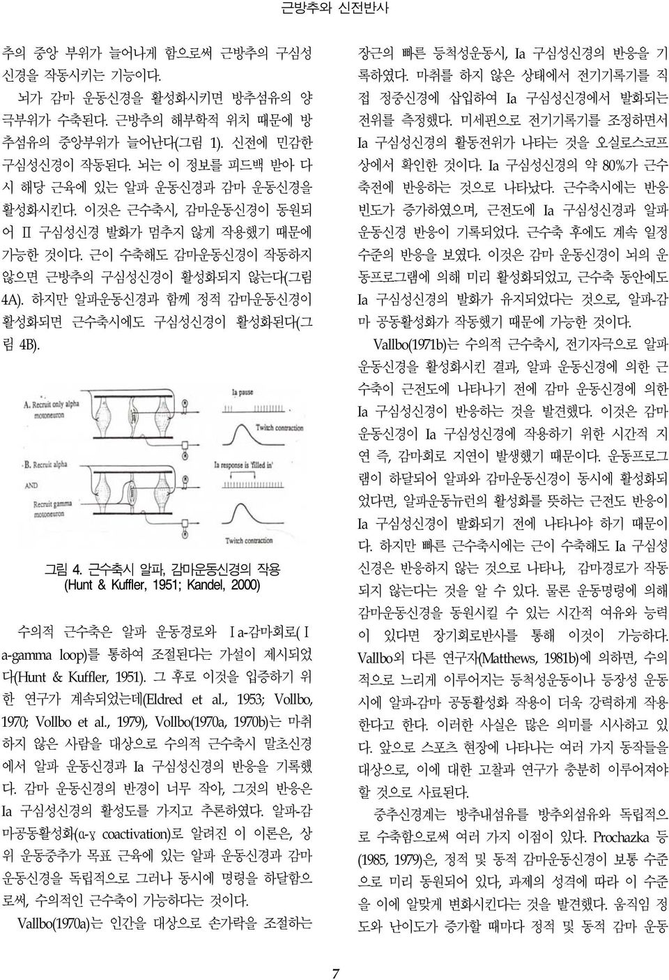 하지만 알파운동신경과 함께 정적 감마운동신경이 활성화되면 근수축시에도 구심성신경이 활성화된다(그 림 4B). 그림 4.