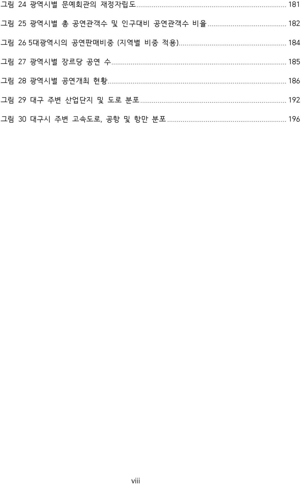 .. 182 그림 26 5대광역시의 공연판매비중 (지역별 비중 적용).