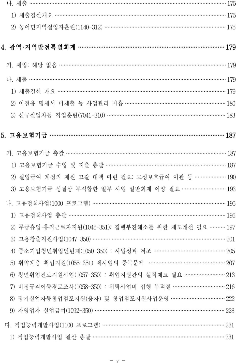 고용정책사업(1000프로그램) 195 1)고용정책사업 총괄 195 2)무급휴업 휴직근로자지원(1045-351):집행부진해소를 위한 제도개선 필요 197 3)고용창출지원사업(1047-350) 201 4)중소기업청년취업인턴제(1050-350):사업성과 저조 205 5)취약계층